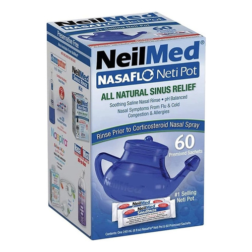 Nasaflo Neti Pot Neilmed Olla Sinus Rinse 60pz Color Azul