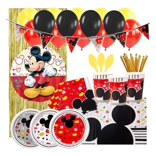 Set Decoración Fiesta + Globos + Motivo Mickey Mouse