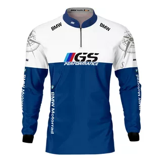 Camisa Brk Motociclismo Gs Performance Azul Com Uv50