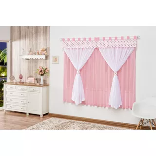 Cortina Voil Estampa Coroinha Infantil Menina 2,80mx1,70m