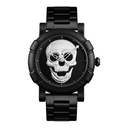 Reloj pulsera Skmei 9178 con correa de acero inoxidable color negro - fondo negro/plata