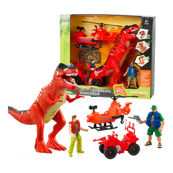 Set De Aventura Dino T-rex Con Accesorios Luces Y Sonido