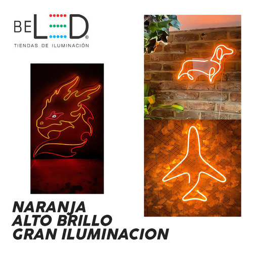 Tira Led Neon Flex 5m 12v Alto Brillo Decorativa Ip65 Color de la luz Naranja