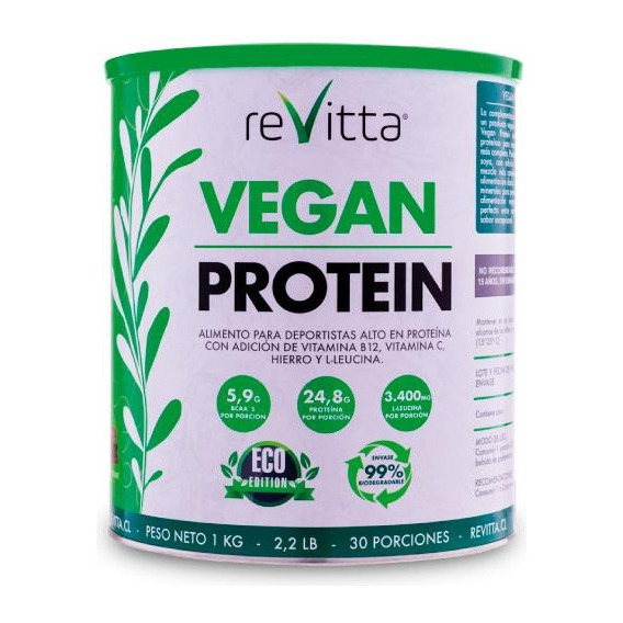 Proteina Vegana Vegan Protein 1 Kg. 30 Servicios Revitta Sabor Dulce De Leche