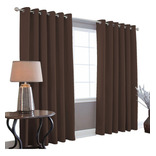 Cortinas Blackout Melocotton - Color CAFÉ - 275cm de Ancho X 215cm de Alto En 2 Páneles - Aislamiento Térmico , Reduce el Ruido Exterior , Cortinas Opacas con Ojales , Lavable en Casa