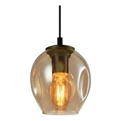 Colgante 6 Luces Ástrid Base Redonda 48cm Apto Led E27 Humo Y Ambar