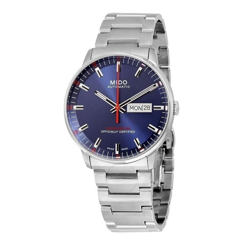 Reloj pulsera Mido M021.431 con correa de acero inoxidable color gris - fondo azul