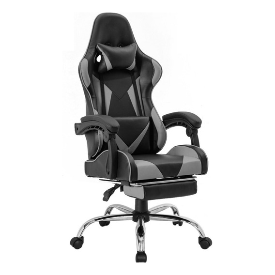 Silla de escritorio Ph import Premium1 24587-PRE gamer ergonómica  negro y gris con tapizado de cuero sintético