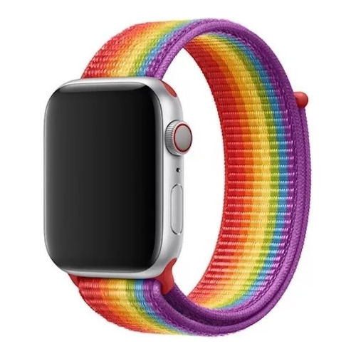 Malla Para Apple Watch Se 1 2 3 4 5 6 44 / 42 Mm Velcro Loop Ancho 255 Mm Color Iridiscent