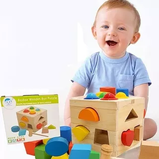 Juego Madera Montessori Cubo Encajar Figuras Didácticos Bebe