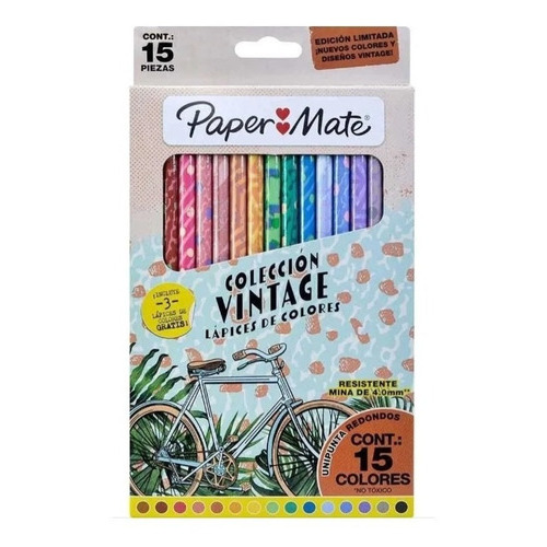Paper Mate 15 Lapices De Colores Colección Vintage