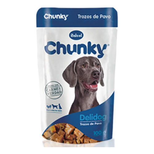 Alimento Chunky Delidog para perro adulto todos los tamaños sabor pavo en sobre de 100g