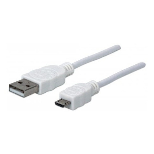 Cable Para Dispositivos Usb Micro B Manhattan 323987, 1m Bco Color Blanco