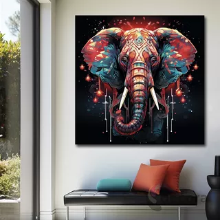 Cuadro Elefante Colores Canvas Elegante Sala Animal 37 60x60