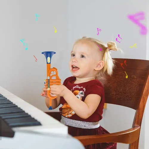 Trompeta De Juguete Infantil 35 Cm | Instrumento Musical Simulado | Juego Interactivo Para Niños +3 Años | Azul Claro