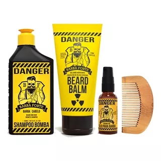Barba Forte Danger Shampoo 250ml + Balm 170g + Óleo + Brinde