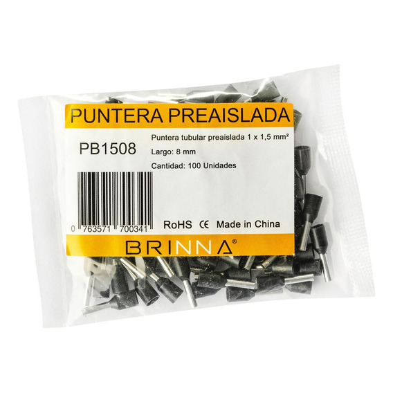 Puntera Tubular Tiff Brinna Terminal Aislado 1,5mm X100