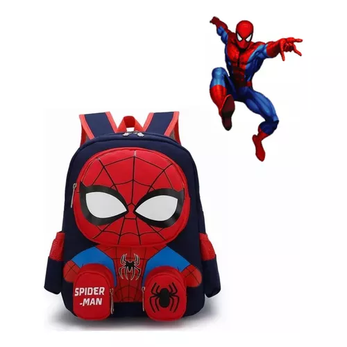 Mochila Impermeable Escolar Y Preescolar De Spiderman Color Azul Claro  Diseño De La Tela Small School Bag