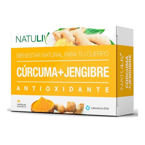Curcuma + Jengibre X 30 Caps. Natuliv Con Vitamina C Sabor Sin sabor