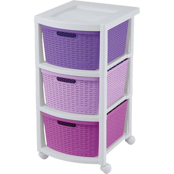 Rimax cajonero apariencia rattan 3 gavetas altas color wengue