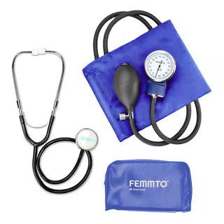 Tensiometro Manual Aneroide Con Estetoscopio Kit Enfermería Color Azul Azulb