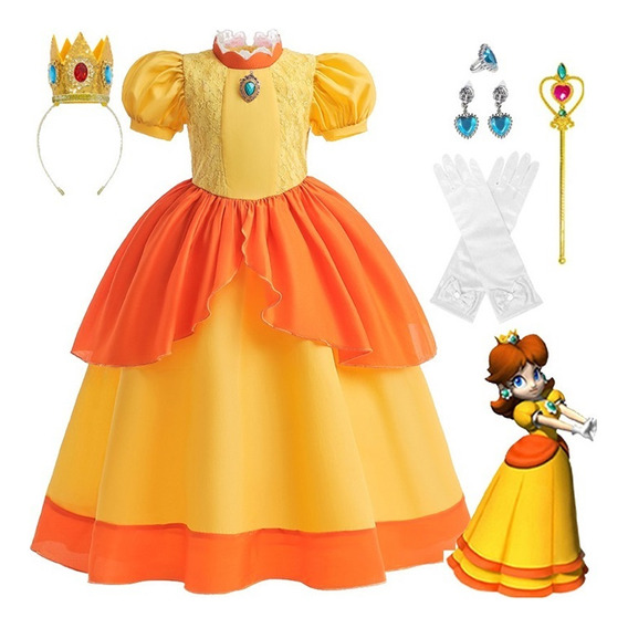 Vestido De Princesa Super Mario Brothers Peach Daisy Q1