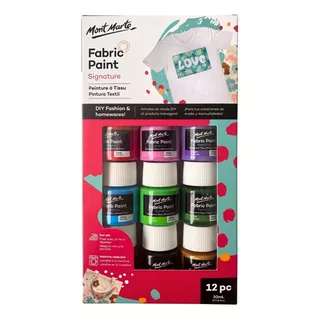 Set 12 Pinturas De Tela 20 Ml Mont Marte