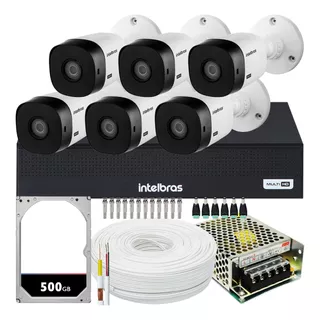 Kit Intelbras 6 Câmeras Vhl 1120b 20m Dvr Mhdx De 8 Canais 