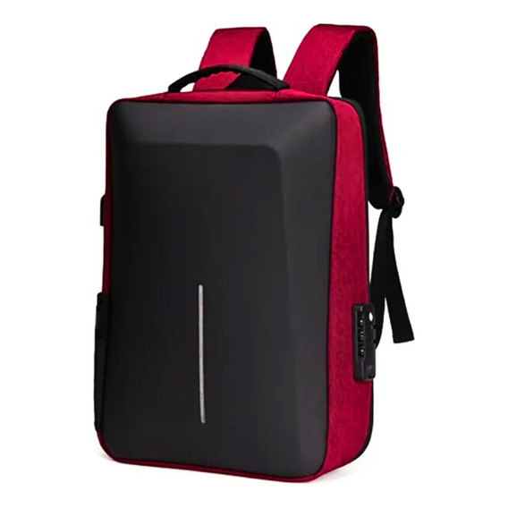 Mochila Impermeable Con Seguridad Antirrobo Rojo