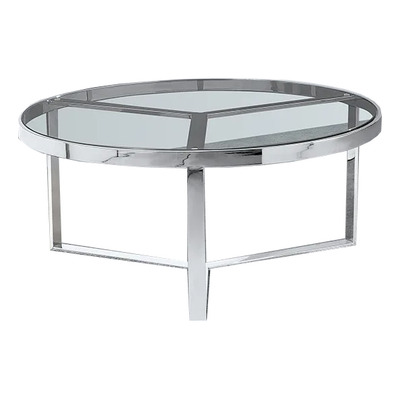 Mesa Ratona Tango Acero Cromado Y Vidrio Templado Deco Gmg