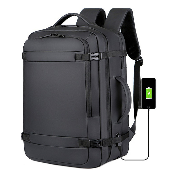 Backpack Laptop Mochila Antirrobo Para Camping Viaje Moderna Color Negro
