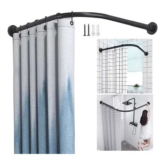 Barral Cortinero En Escuadra De 75-95 Cm Para Baño