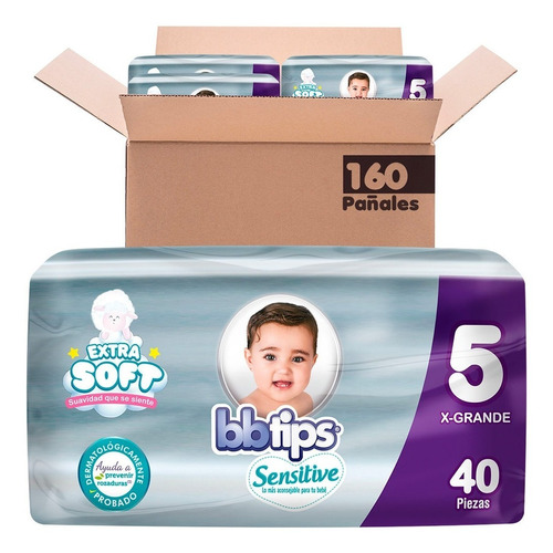 Bbtips Sensitive Extra Soft Etapa 5 caja pañales 160 unidades