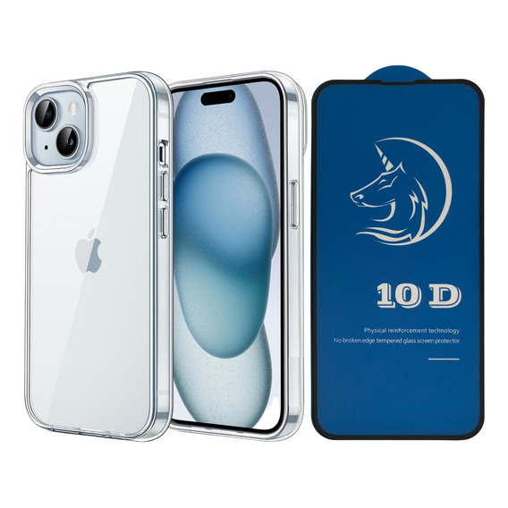 Forro Transparente Rígido + Vidrio Premium Para iPhone