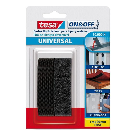 Cinta Velcro Negra Fijar Ordenar Tesa 20mmx1m