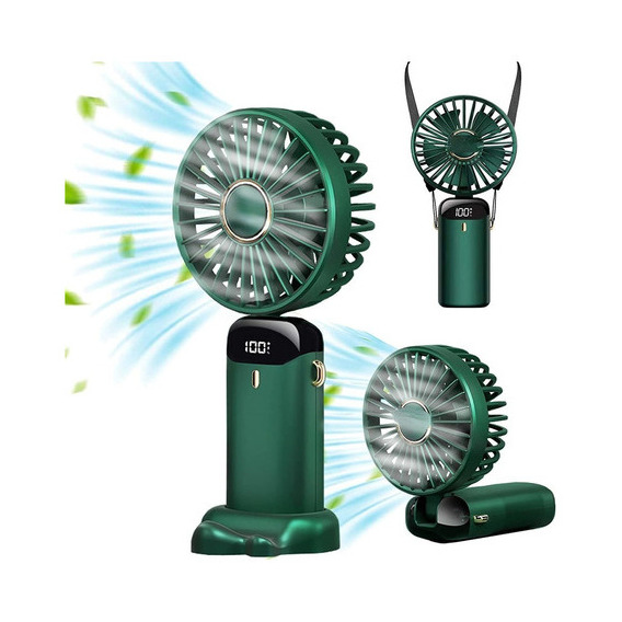 Mini Ventilador De Mano Portátil Ventilador Personal Colgant Color de las aspas Verde Diámetro 20 cm