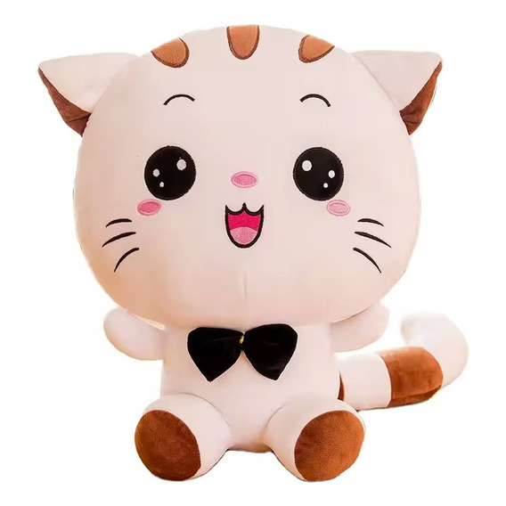 Peluche Almohada Gatito Cabeza Grande Sonriente 30 Cm