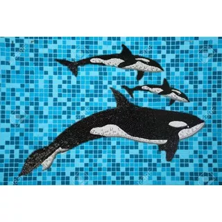 Mosaico Familia De Orcas En Dif. Medidas 2.50, 1.50 Y 90cms 