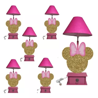 Minnie Mouse Silueta Dorada Lámpara De Buro O Tocador 5 Piez