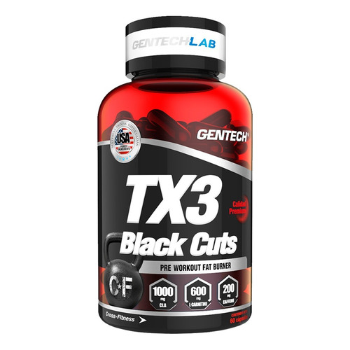 Tx3 Black Cuts X 60 Caps Gentech Con Cla Y Carnitina Sabor Sin sabor