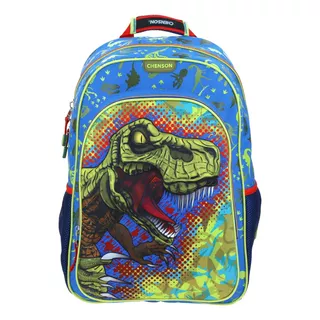 Mochila Escolar Grande Chenson Porta Tablet Dinosaurio Rex Co65765-9 Coleccion Sidarta Color Azul