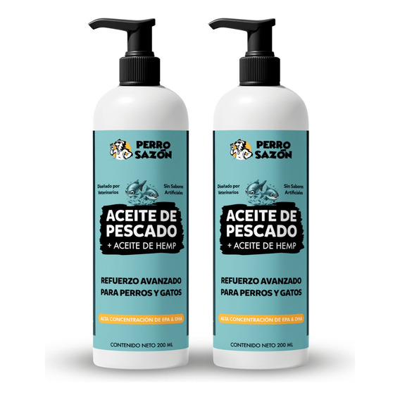 Perro Sazón Aceite Pescado Perro Y Gato - 2 Pack