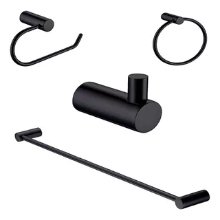 Juego De 4 Accesorios Para Baño Acero Inox Negro Rubinett