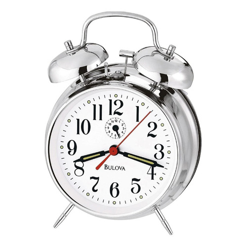 Reloj Bulova Clocks B8127 Despertador Campana Vintage Plata Color Gris