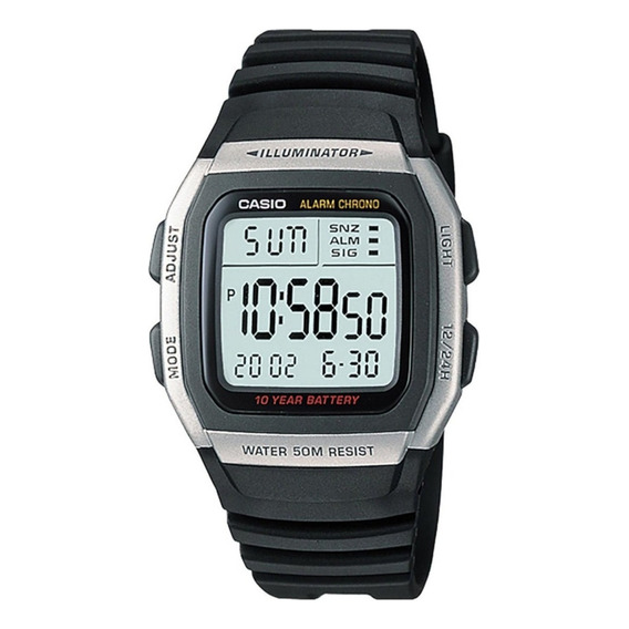 Reloj Casio W-96h-1a Hombre Color de la malla Negro Color del bisel Plateado Color del fondo Natural