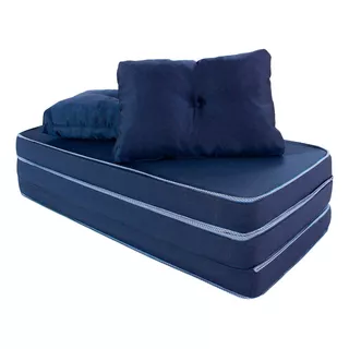 Puff Multiuso 3 Em 1 Casal D33 Azul Com Travesseiro