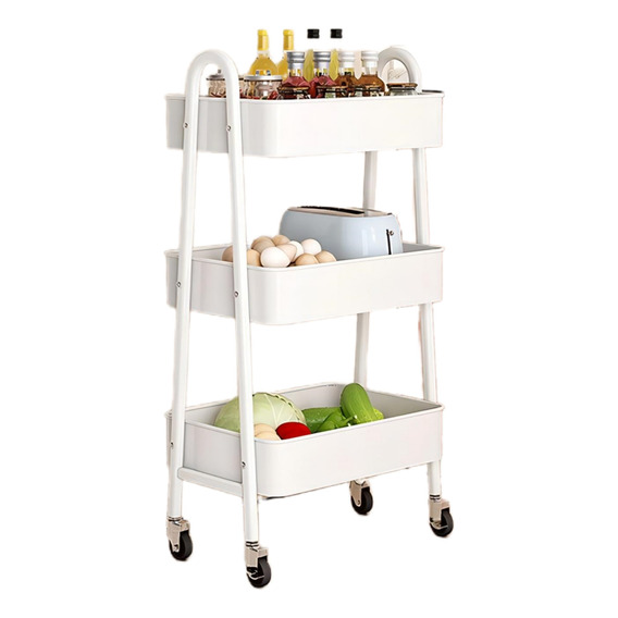 Carrito Auxiliar Multi-uso 3 Niveles Acero Muebles Estetica