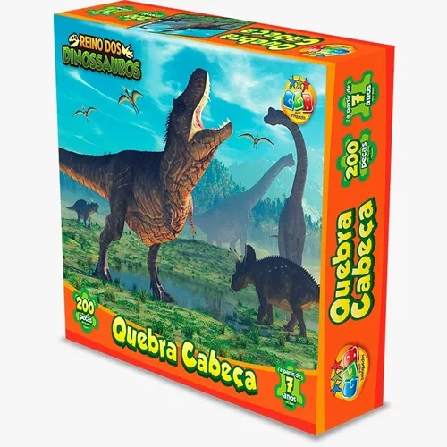 Jogo Quebra Cabeca 200 Peças Reino Dos Dinossauros Puzzle