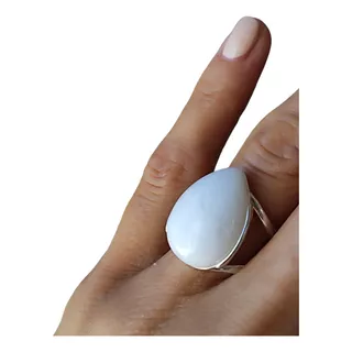 Anillo Cuarzo Blanco Natural Gota Corao