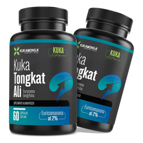 Kukamonga   Kit De 2 Kuka Tongkat Ali 2% Euricomamona- 60 Cápsulas De 200 Mg Sin sabor